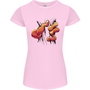 Frog Hand Scrunching Material Womens Petite Cut T-Shirt Light Pink