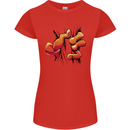 Frog Hand Scrunching Material Womens Petite Cut T-Shirt Red