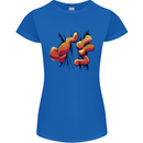 Frog Hand Scrunching Material Womens Petite Cut T-Shirt Royal Blue