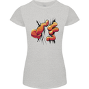 Frog Hand Scrunching Material Womens Petite Cut T-Shirt Sports Grey