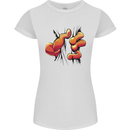 Frog Hand Scrunching Material Womens Petite Cut T-Shirt White