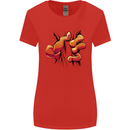Frog Hand Scrunching Material Womens Wider Cut T-Shirt Red