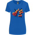 Frog Hand Scrunching Material Womens Wider Cut T-Shirt Royal Blue