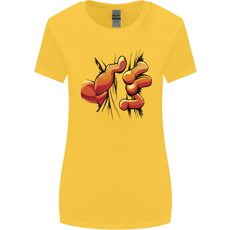 Frog Hand Scrunching Material Womens Wider Cut T-Shirt Yellow