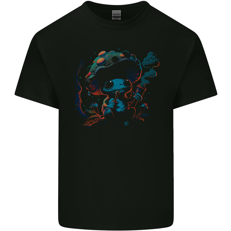 Frog Smoking Magic Mushrooms Bong Weed Kids T-Shirt Childrens Black