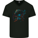 Frog Smoking Magic Mushrooms Bong Weed Mens V-Neck Cotton T-Shirt Black