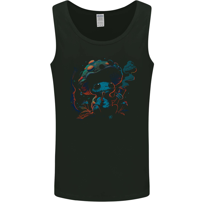Frog Smoking Magic Mushrooms Bong Weed Mens Vest Tank Top Black