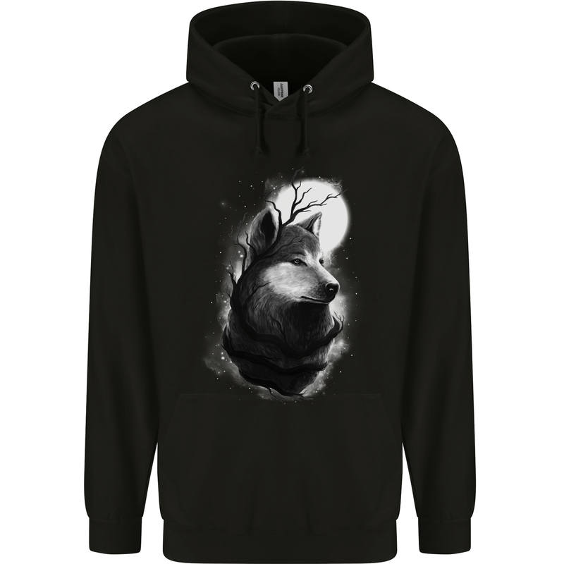 Full Moon Wolf Werewolves Wolves Childrens Kids Hoodie Black