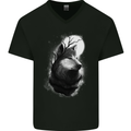 Full Moon Wolf Werewolves Wolves Mens V-Neck Cotton T-Shirt Black