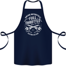 Full Throttle Motorcycle Biker Motorbike Cotton Apron 100% Organic Navy Blue