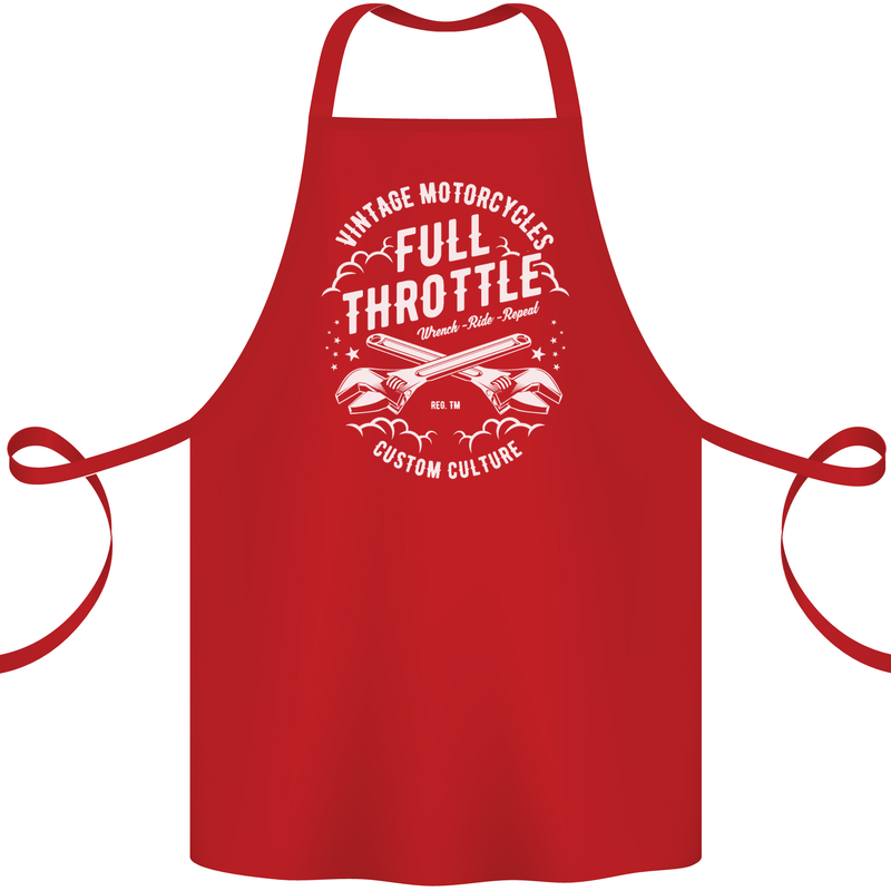 Full Throttle Motorcycle Biker Motorbike Cotton Apron 100% Organic Red