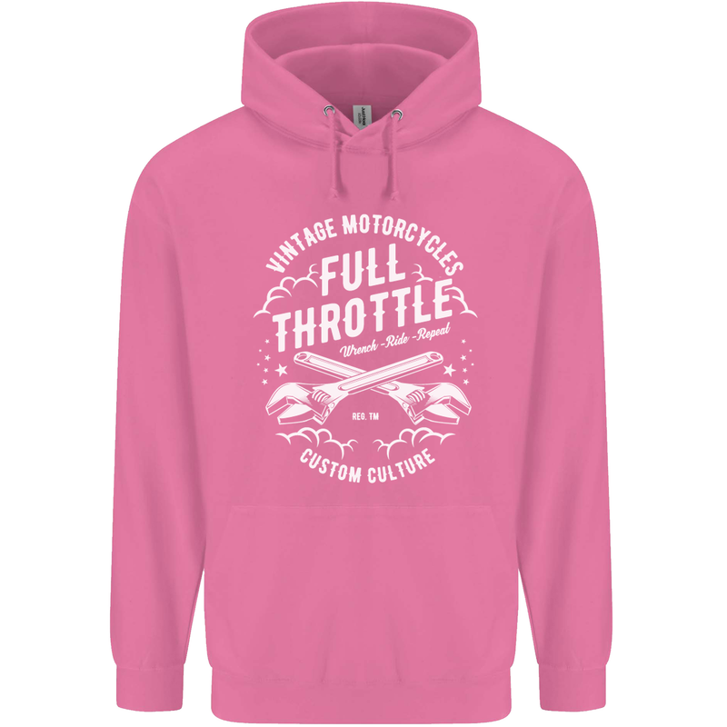 Full Throttle Motorcycle Biker Motorbike Mens 80% Cotton Hoodie Azelea