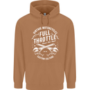 Full Throttle Motorcycle Biker Motorbike Mens 80% Cotton Hoodie Caramel Latte