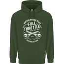 Full Throttle Motorcycle Biker Motorbike Mens 80% Cotton Hoodie Forest Green