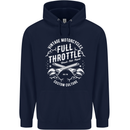 Full Throttle Motorcycle Biker Motorbike Mens 80% Cotton Hoodie Navy Blue