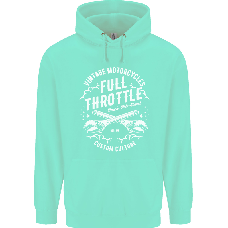 Full Throttle Motorcycle Biker Motorbike Mens 80% Cotton Hoodie Peppermint