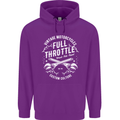 Full Throttle Motorcycle Biker Motorbike Mens 80% Cotton Hoodie Purple