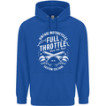 Full Throttle Motorcycle Biker Motorbike Mens 80% Cotton Hoodie Royal Blue