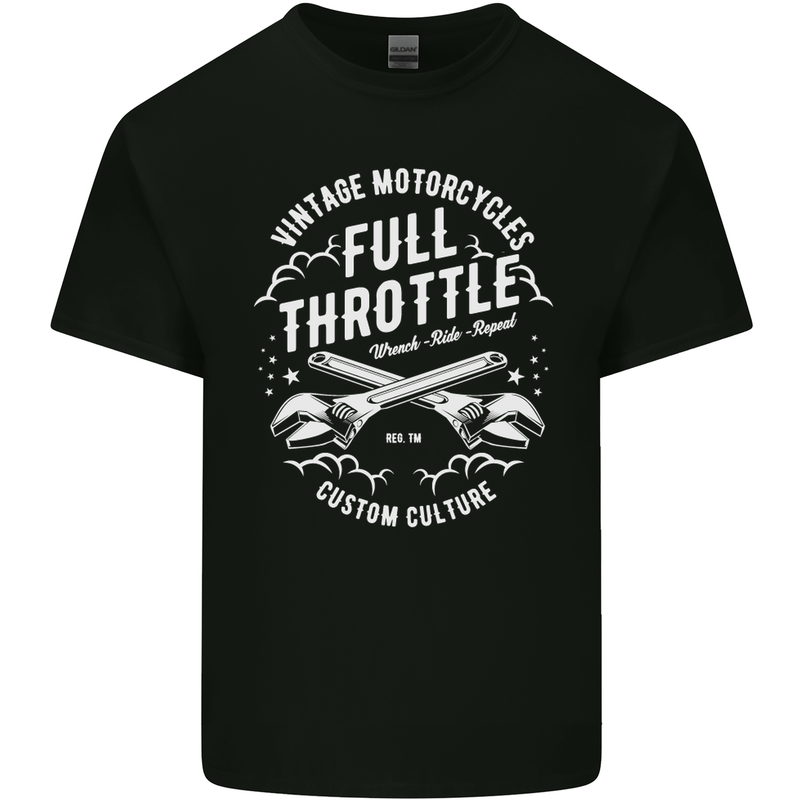 Full Throttle Motorcycle Biker Motorbike Mens Cotton T-Shirt Tee Top Black