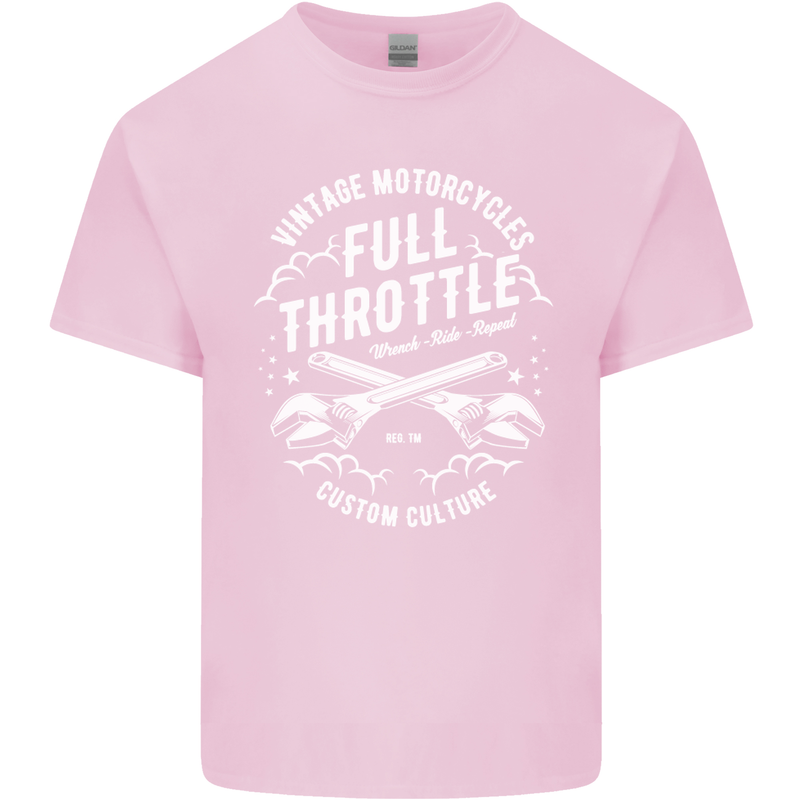 Full Throttle Motorcycle Biker Motorbike Mens Cotton T-Shirt Tee Top Light Pink