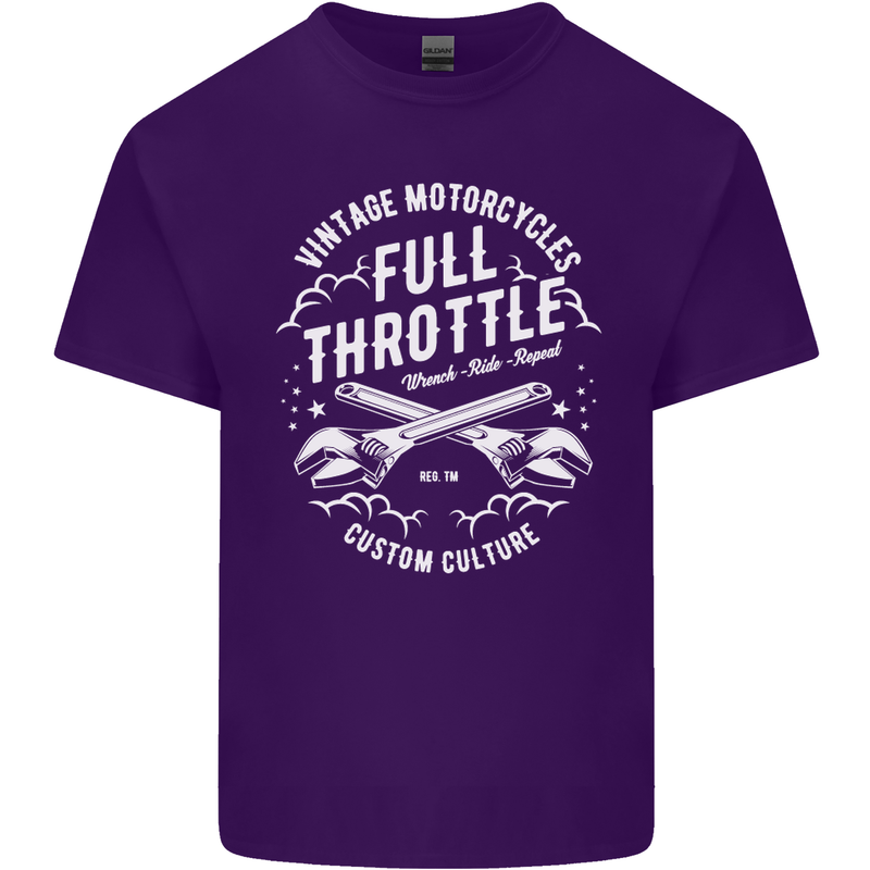Full Throttle Motorcycle Biker Motorbike Mens Cotton T-Shirt Tee Top Purple