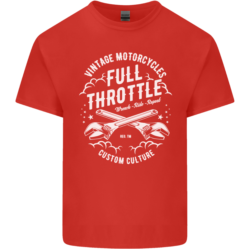 Full Throttle Motorcycle Biker Motorbike Mens Cotton T-Shirt Tee Top Red