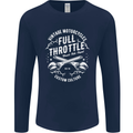 Full Throttle Motorcycle Biker Motorbike Mens Long Sleeve T-Shirt Navy Blue