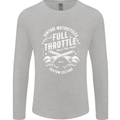 Full Throttle Motorcycle Biker Motorbike Mens Long Sleeve T-Shirt Sports Grey