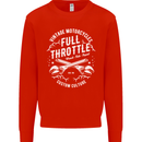 Full Throttle Motorcycle Biker Motorbike Mens Sweatshirt Jumper Bright Red
