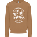 Full Throttle Motorcycle Biker Motorbike Mens Sweatshirt Jumper Caramel Latte