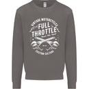 Full Throttle Motorcycle Biker Motorbike Mens Sweatshirt Jumper Charcoal