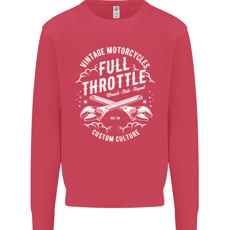 Full Throttle Motorcycle Biker Motorbike Mens Sweatshirt Jumper Heliconia