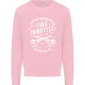 Full Throttle Motorcycle Biker Motorbike Mens Sweatshirt Jumper Light Pink