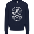 Full Throttle Motorcycle Biker Motorbike Mens Sweatshirt Jumper Navy Blue