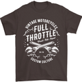 Full Throttle Motorcycle Biker Motorbike Mens T-Shirt Cotton Gildan Dark Chocolate