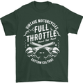 Full Throttle Motorcycle Biker Motorbike Mens T-Shirt Cotton Gildan Forest Green