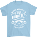 Full Throttle Motorcycle Biker Motorbike Mens T-Shirt Cotton Gildan Light Blue