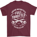 Full Throttle Motorcycle Biker Motorbike Mens T-Shirt Cotton Gildan Maroon