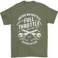 Full Throttle Motorcycle Biker Motorbike Mens T-Shirt Cotton Gildan Military Green