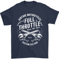 Full Throttle Motorcycle Biker Motorbike Mens T-Shirt Cotton Gildan Navy Blue