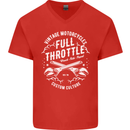 Full Throttle Motorcycle Biker Motorbike Mens V-Neck Cotton T-Shirt Red