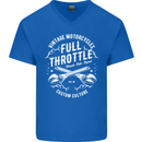 Full Throttle Motorcycle Biker Motorbike Mens V-Neck Cotton T-Shirt Royal Blue
