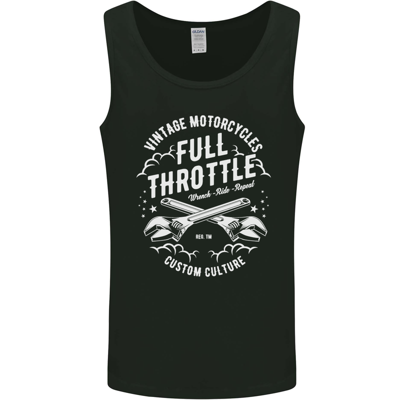 Full Throttle Motorcycle Biker Motorbike Mens Vest Tank Top Black