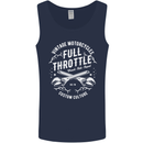 Full Throttle Motorcycle Biker Motorbike Mens Vest Tank Top Navy Blue
