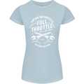 Full Throttle Motorcycle Biker Motorbike Womens Petite Cut T-Shirt Light Blue