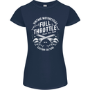 Full Throttle Motorcycle Biker Motorbike Womens Petite Cut T-Shirt Navy Blue