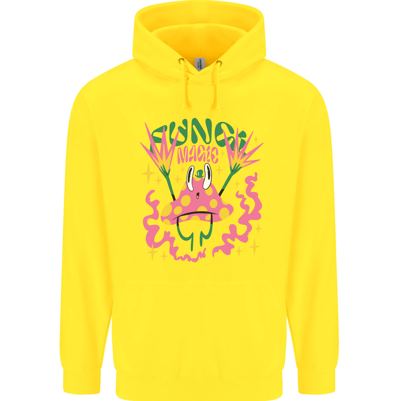 Fungi Magic Mushrooms Trippy LSD Childrens Kids Hoodie Yellow