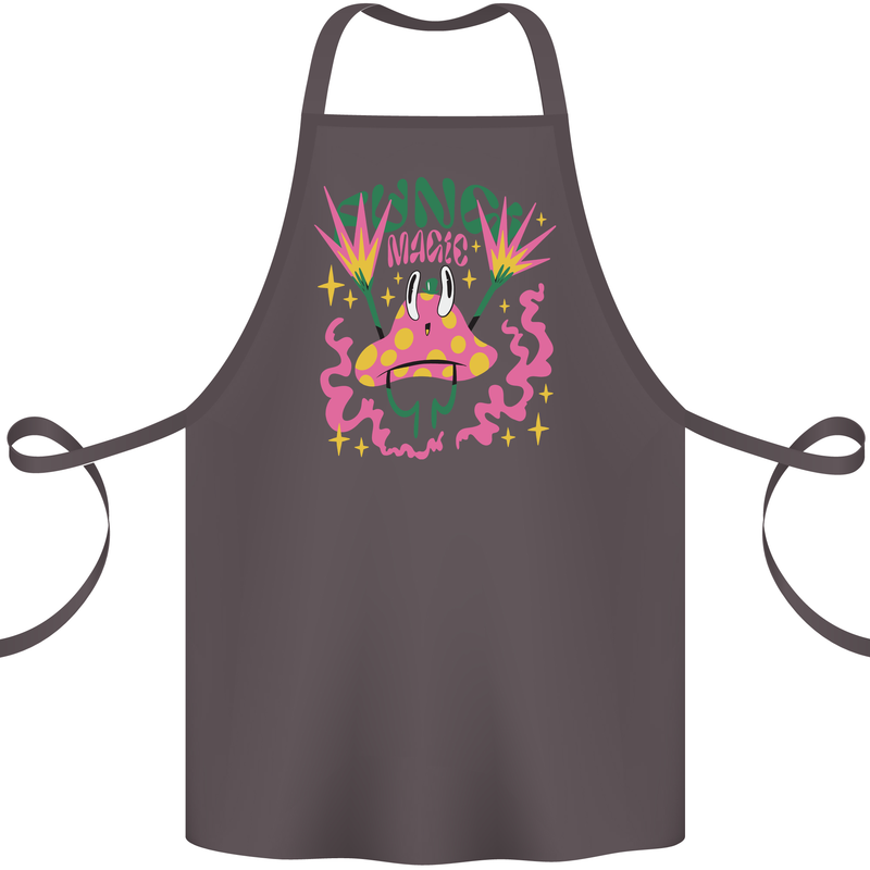 Fungi Magic Mushrooms Trippy LSD Cotton Apron 100% Organic Dark Grey