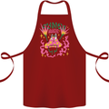 Fungi Magic Mushrooms Trippy LSD Cotton Apron 100% Organic Maroon