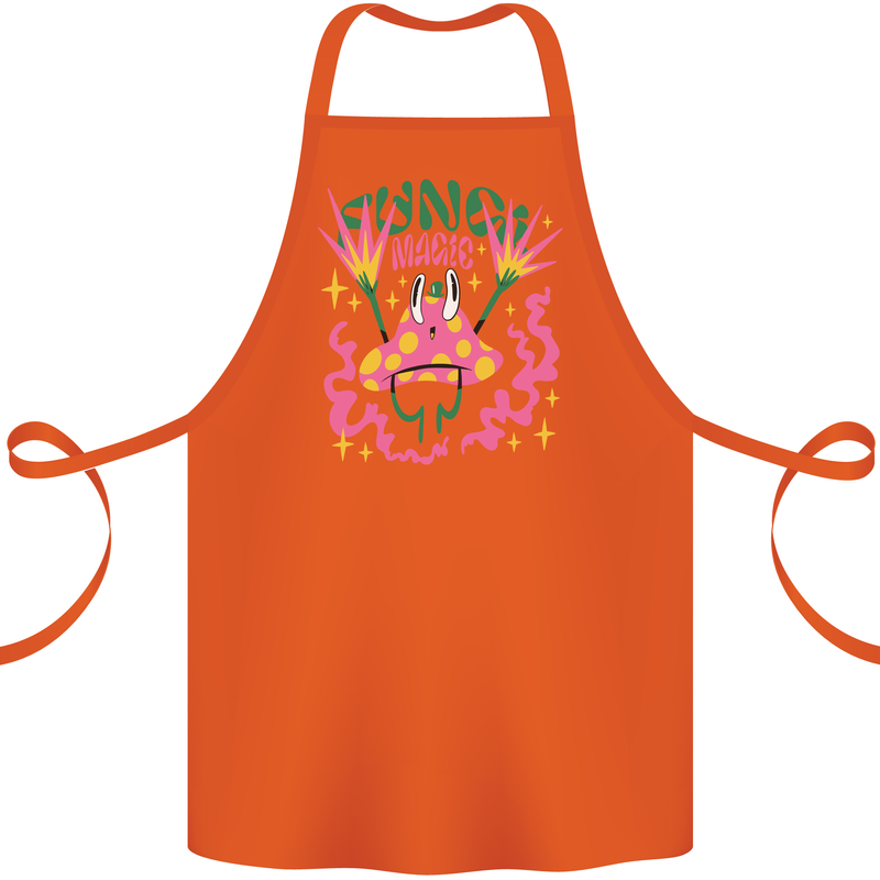 Fungi Magic Mushrooms Trippy LSD Cotton Apron 100% Organic Orange